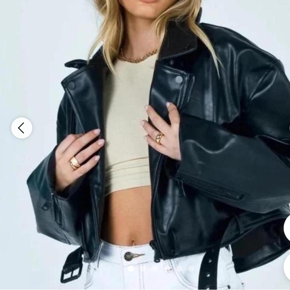 Lioness Black Cropped Leather Jacket - Picture 1 of 3